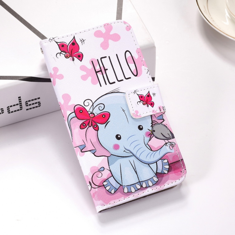 

Butterfly Elephant Pattern Colored Drawing Horizontal Flip Leather Case for Galaxy J4 Plus, with Holder & Card Slots & Wallet & Lanyard