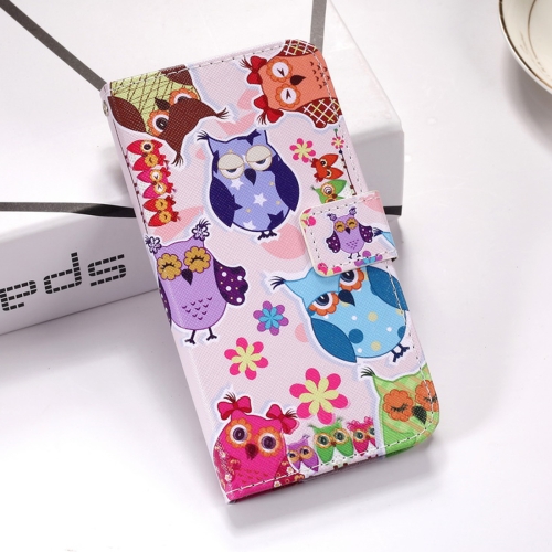 

Colorful Owl Pattern Colored Drawing Horizontal Flip Leather Case for Galaxy J4 Plus, with Holder & Card Slots & Wallet & Lanyard