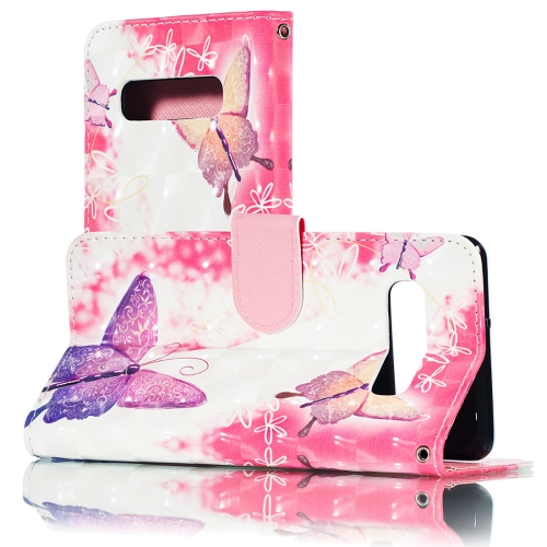 

3D Pink Butterflies Pattern Horizontal Flip PU Leather Case for Galaxy S10+, with Holder & Card Slots & Wallet & Photo Frame