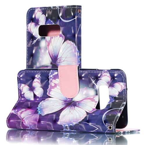 

3D Purple Butterflies Pattern Horizontal Flip PU Leather Case for Galaxy S10e, with Holder & Card Slots & Wallet & Photo Frame