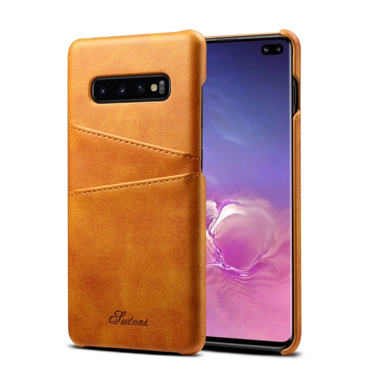

Suteni Calf Texture Protective Case for Galaxy S10 Plus, with Card Slots (Brown)