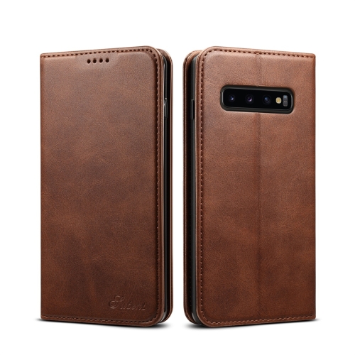 

Suteni Calf Texture Horizontal Flip Leather Case for Galaxy S10, with Holder & Card Slots & Wallet (Coffee)