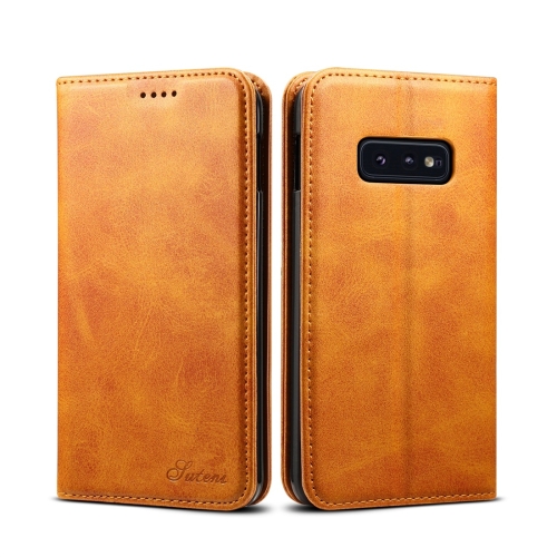 

Suteni Calf Texture Horizontal Flip Leather Case for Galaxy S10 E, with Holder & Card Slots & Wallet (Brown)