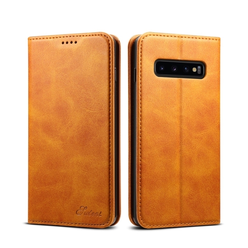 

Suteni Calf Texture Horizontal Flip Leather Case for Galaxy S10 Plus, with Holder & Card Slots & Wallet (Brown)