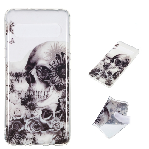 

Black Flower Skull Pattern Highly Transparent TPU Protective Case for Galaxy S10 5G