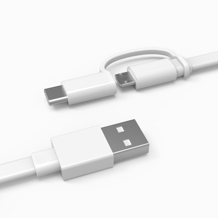 

Original Huawei AP55S 1.5m TPE Flat Cord 2 in 1 Type-C + Micro USB Data Sync Charge Cable, For Huawei, Galaxy, LG, Google, Xiaomi, HTC and Other Smart Phones (White)