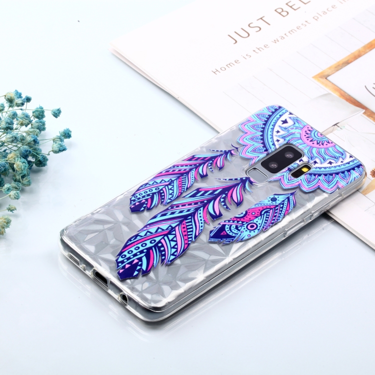 

Blue Feather Wind Chimes Pattern Diamond Texture Oil Embossed TPU Case for Galaxy S9+