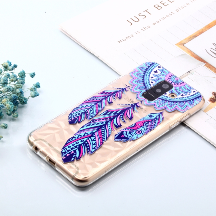 

Blue Feather Wind Chimes Pattern Diamond Texture Oil Embossed TPU Case for Galaxy A6+ (2018)