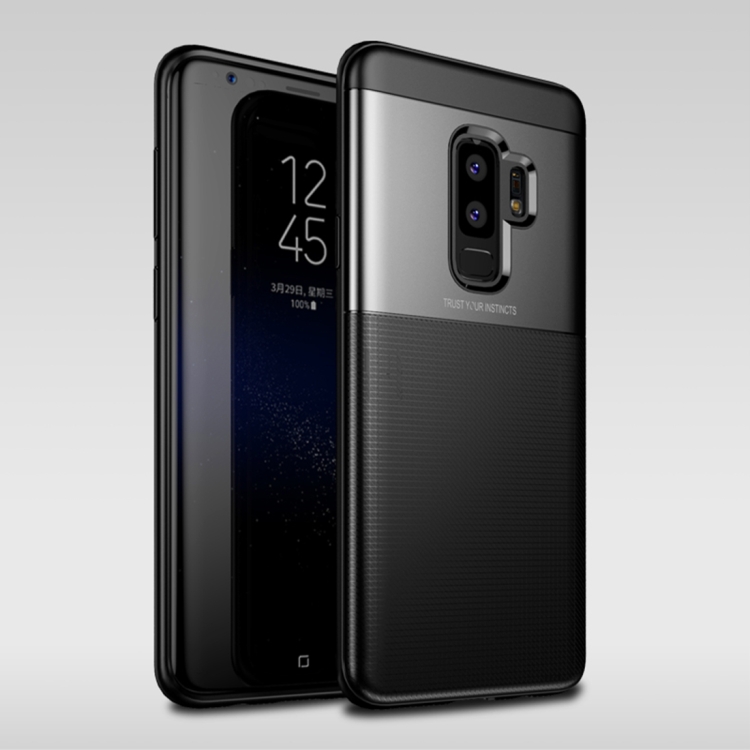 

UNBREANK Carbon Fiber Texture PC + TPU Invisible Airbag Shockproof Protective Case for Galaxy S9(Black)