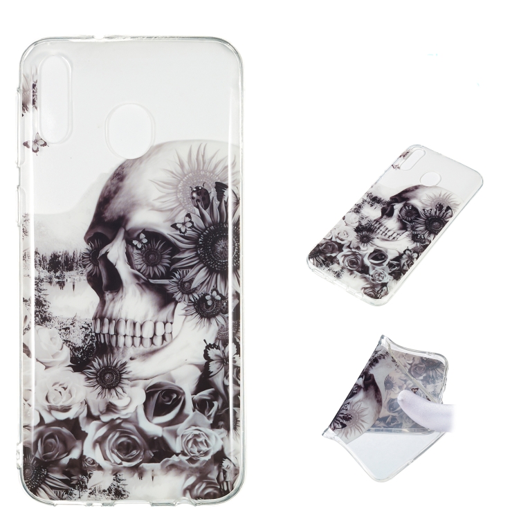

Black Flower Skull Pattern Highly Transparent TPU Protective Case for Galaxy M20