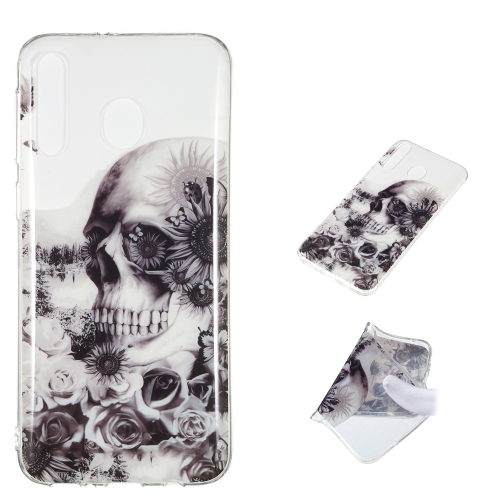 

Black Flower Skull Pattern Highly Transparent TPU Protective Case for Galaxy M30