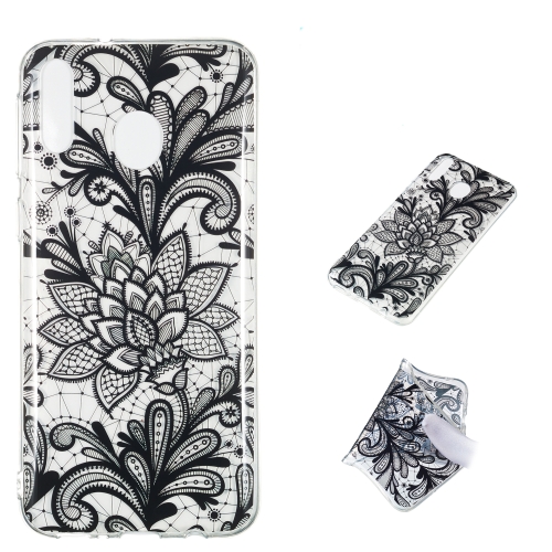 

Black Flower Pattern Highly Transparent TPU Protective Case for Galaxy M20