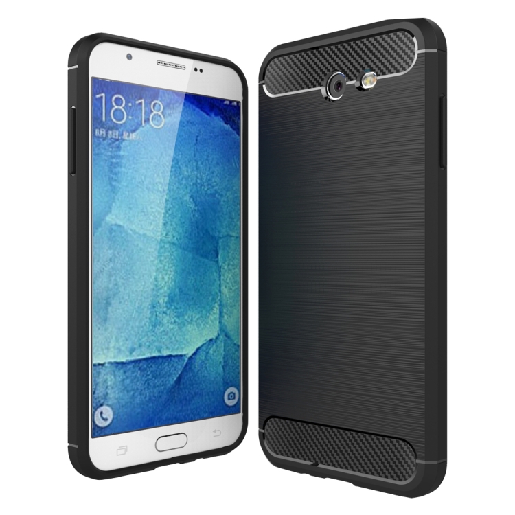 

For Galaxy J7 (2017) (US Version) Brushed Carbon Fiber Texture Shockproof TPU Protective Cover Case(Black)