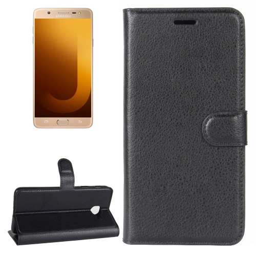 

For Galaxy J7 Max Litchi Texture Horizontal Flip Leather Case with Holder & Card Slots & Wallet (Black)