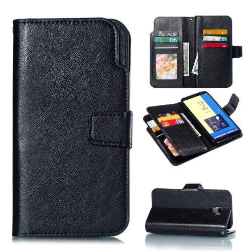 

Litchi Texture Horizontal Flip Leather Case for Galaxy J6 (2018), with Holder & Nine Card Slots & Wallet(Black)