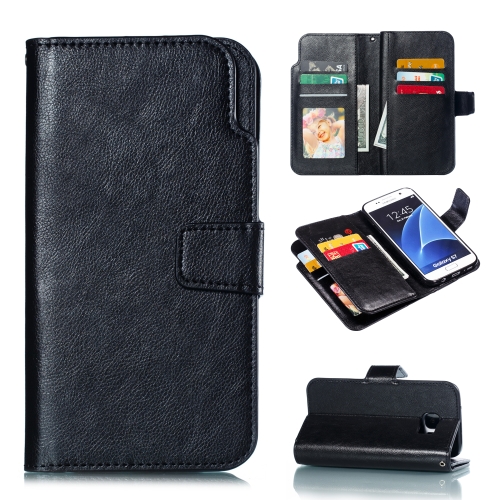 

Litchi Texture Horizontal Flip Leather Case for Galaxy S7, with Holder & Nine Card Slots & Wallet(Black)