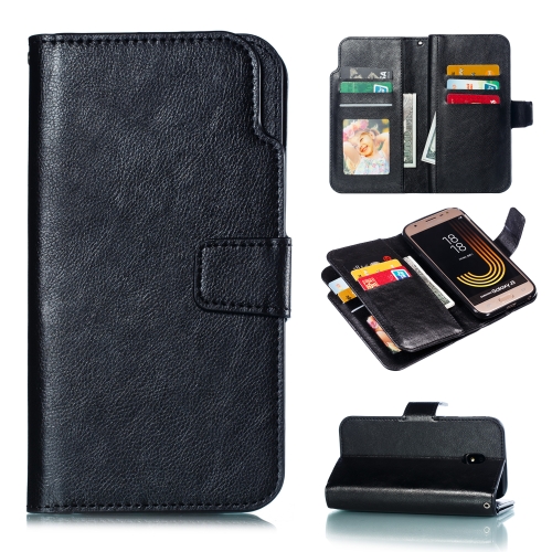 

Litchi Texture Horizontal Flip Leather Case for Galaxy J3 (2018), with Holder & Nine Card Slots & Wallet(Black)