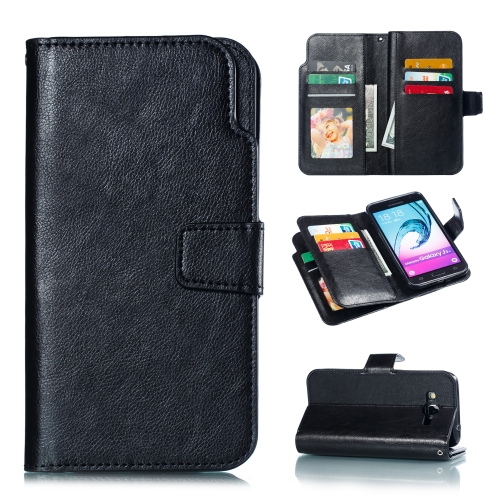 

Litchi Texture Horizontal Flip Leather Case for Galaxy J3 (2016), with Holder & Nine Card Slots & Wallet(Black)