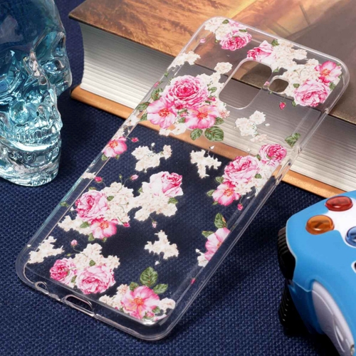 

For Galaxy A8 (2018) Roses Pattern Oil Embossed Soft TPU Protective Back Case