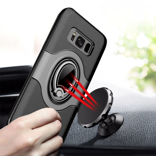 

For Galaxy S8 / G950 Dropproof Full Coverage Protective Case Cover with Magnetic Rotatable Ring Holder (Black)