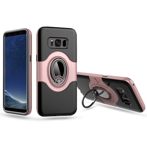 

For Galaxy S8 / G950 Dropproof Full Coverage Protective Case Cover with Magnetic Rotatable Ring Holder (Pink)