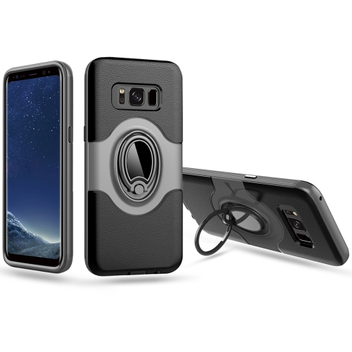 

For Galaxy S8 + / G955 Dropproof Full Coverage Protective Case Cover with Magnetic Rotatable Ring Holder (Silver)