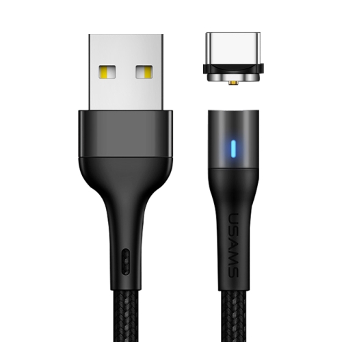 

USAMS US-SJ334 U29 2 in 1 USB-C / Type-C Charging + Transmission Aluminum Alloy Magnetic Round Connector Data Cable, Length: 1m(Black)