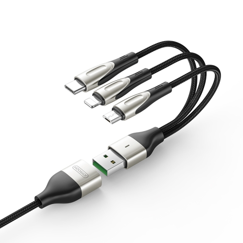 

JOYROOM S-M411 Sharp Series 3.5A 8 Pin + Micro USB + Type-C / USB-C Multi-function Charging Cable, Length: 1.5m(Black)