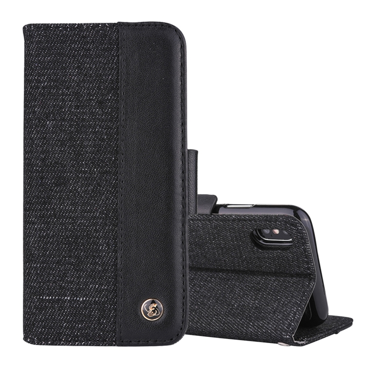 

Detachable Denim Spliced Horizontal Flip Genuine Leather Case for Galaxy Note9, with Holder & Wallet & Card Slots (Black)