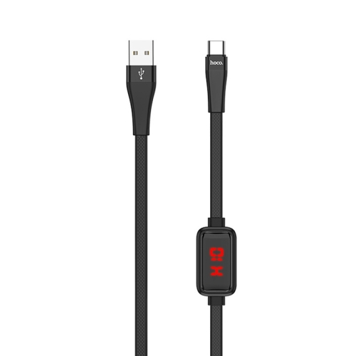 

Hoco S4 1.2m 3A USB-C / Type-C to USB Data Sync Charging Cable with Display & Timing(Black)