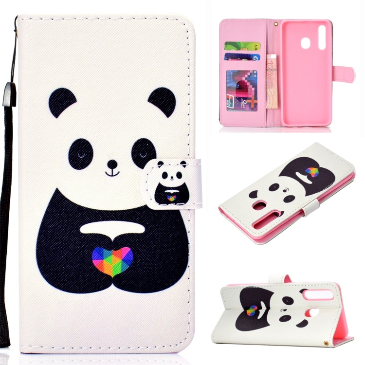 

White Bear Pattern Colored Drawing Horizontal Flip Leather Case for Galaxy A30, with Holder & Card Slots & Wallet & Lanyard