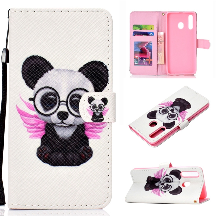 

Spectacle Bear Pattern Colored Drawing Horizontal Flip Leather Case for Galaxy A30, with Holder & Card Slots & Wallet & Lanyard