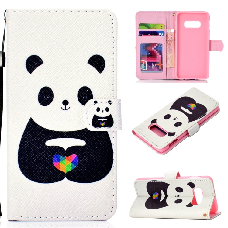 

White Bear Pattern Colored Drawing Horizontal Flip Leather Case for Galaxy S10 E, with Holder & Card Slots & Wallet & Lanyard