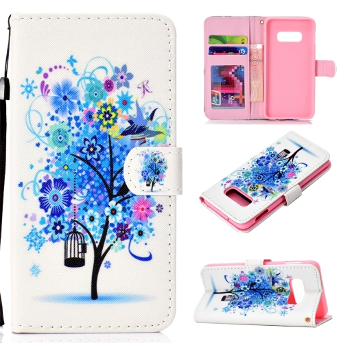 

Flower Bird Pattern Colored Drawing Horizontal Flip Leather Case for Galaxy S10 E, with Holder & Card Slots & Wallet & Lanyard