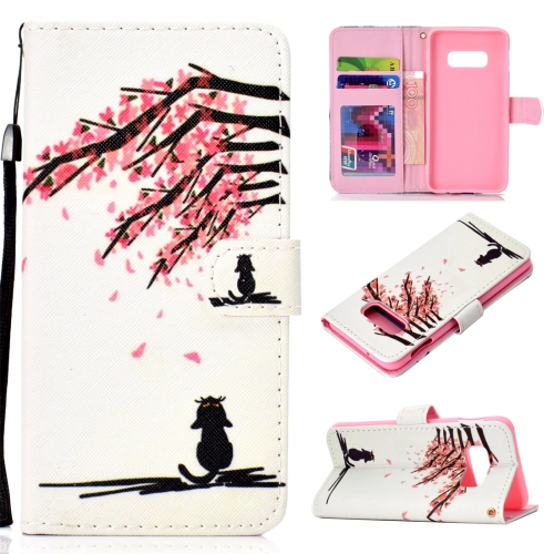 

Cherry Tree Pattern Colored Drawing Horizontal Flip Leather Case for Galaxy S10 E, with Holder & Card Slots & Wallet & Lanyard