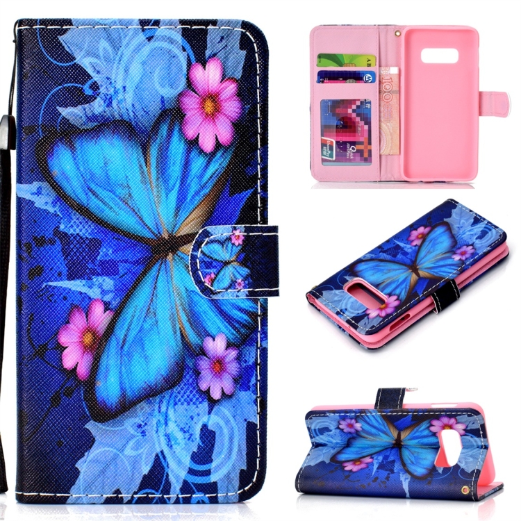 

Butterfly Pattern Colored Drawing Horizontal Flip Leather Case for Galaxy S10 E, with Holder & Card Slots & Wallet & Lanyard