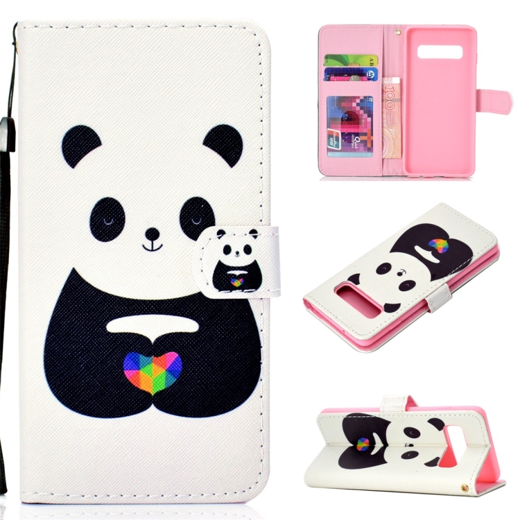 

White Bear Pattern Colored Drawing Horizontal Flip Leather Case for Galaxy S10 Plus, with Holder & Card Slots & Wallet & Lanyard