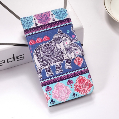 

Elephant Pattern Colored Drawing Horizontal Flip Leather Case for Galaxy A50, with Holder & Card Slots & Wallet & Lanyard