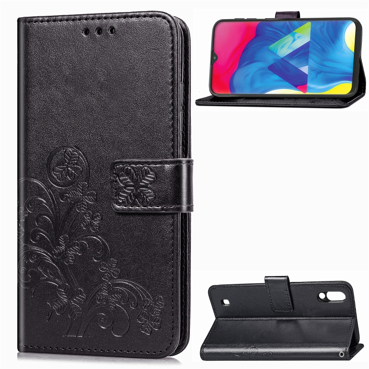 

Lucky Clover Pressed Flowers Pattern Leather Case for Galaxy M10, with Holder & Card Slots & Wallet & Hand Strap (Black)
