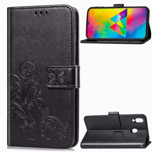 

Lucky Clover Pressed Flowers Pattern Leather Case for Galaxy M20, with Holder & Card Slots & Wallet & Hand Strap (Black)