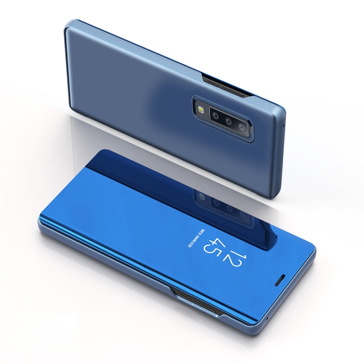 

Electroplating Mirror Horizontal Flip Leather Case for Galaxy A70 , with Holder (Sky Blue)
