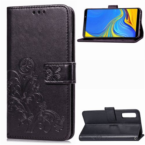 

Lucky Clover Pressed Flowers Pattern Leather Case for Galaxy A7 (2018), with Holder & Card Slots & Wallet & Hand Strap (Black)