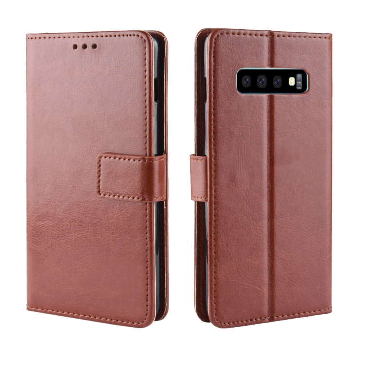 

Retro Crazy Horse Texture Horizontal Flip Leather Case for Galaxy S10 (5G), with Holder & Card Slots & Photo Frame (Brown)