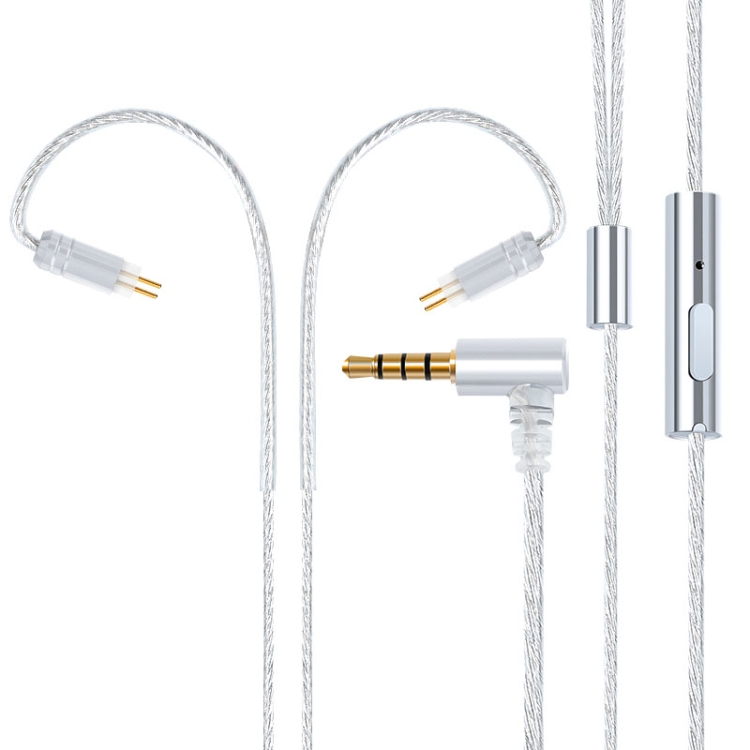 

0.78 Double Pin Plug Silver-plated Headphone Wire with Mic (Silver)