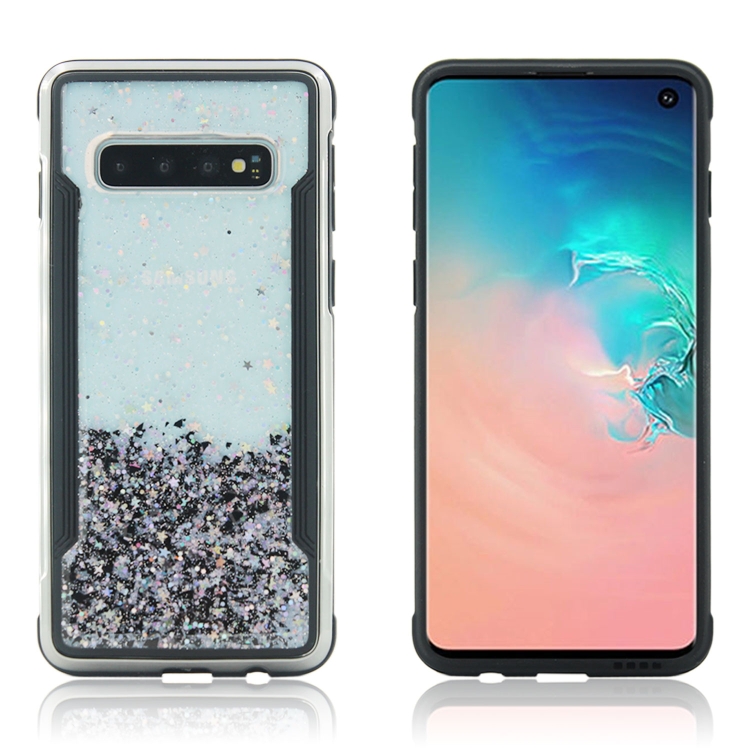 

Carbon Gold Glitter Powder Shockproof Protective Case for Galaxy S10(Black)