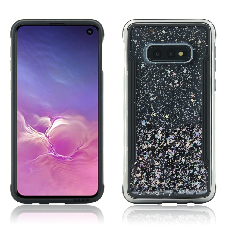 

Carbon Gold Glitter Powder Shockproof Protective Case for Galaxy S10 Lite(Black)