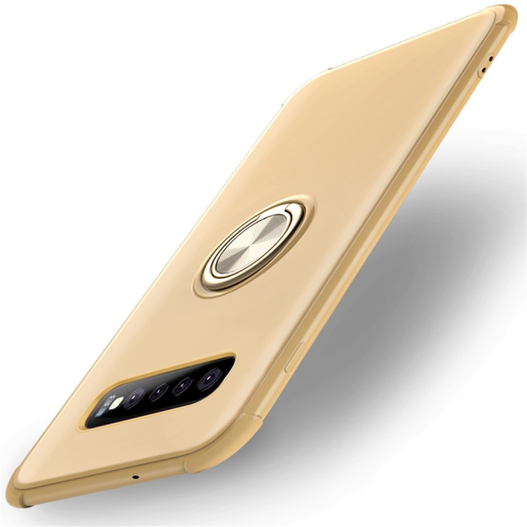

Shockproof TPU Protective Case for Galaxy S10 Plus, with Holder (Gold)