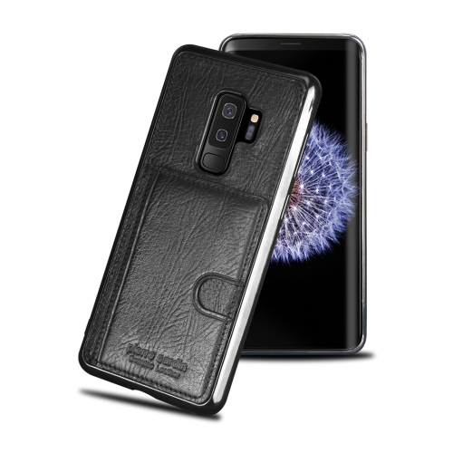 

Pierre Cardin PCL-P11 Shockproof TPU + Leather Protective Case for Galaxy S9 Plus, with Holder & Card Slot(Black)