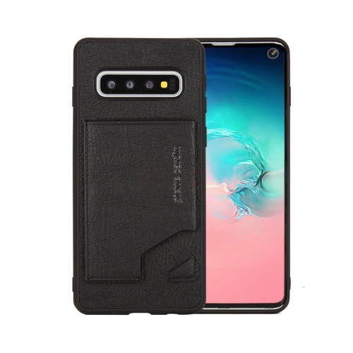 

Pierre Cardin PCS-S03 Shockproof TPU + Leather Protective Case for Galaxy S10, with Holder & Card Slot (Black)