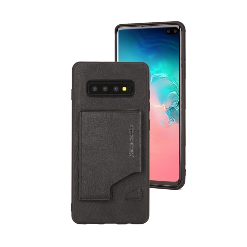 

Pierre Cardin PCS-S03 Shockproof TPU + Leather Protective Case for Galaxy S10 Plus, with Holder & Card Slot (Black)